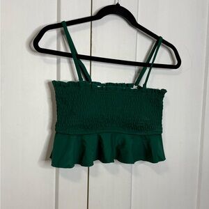 Cupshe Medium Deep Green Swimwear Top - Smocked